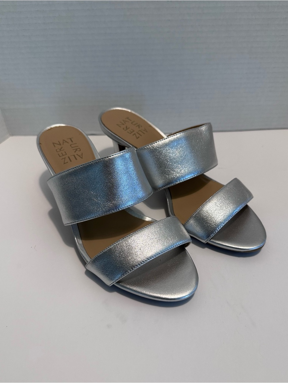 Naturalizer mules Tibby Metallic Silver Double-Band size 6 Wedding bridal